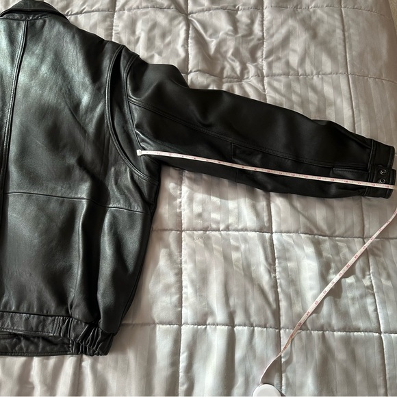 Vintage Colebrook American Classics Leather Bomber Jacket Black Zip Up - Picture 11 of 11